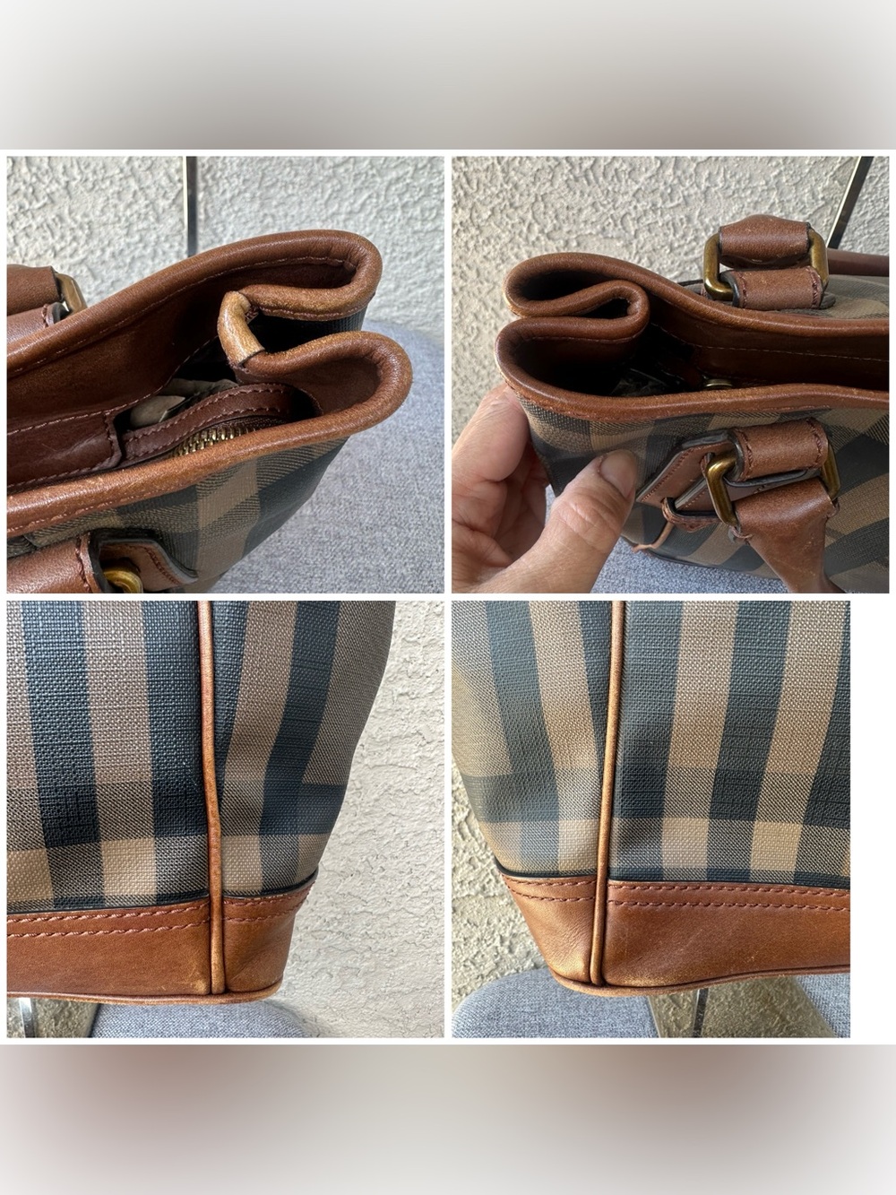 BURBERRY Plaid Leather hand bag - Picture 8 of 14